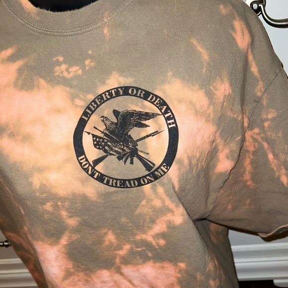 3/$10 History of American Defiance Rifle Liberty Or Death Upcycled Tie Dye Tee - Picture 7 of 10